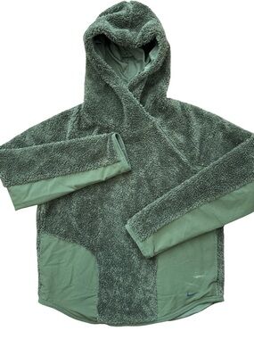 Nike Women’s Green Fuzzy Pullover Hoodie Size Small Cozy Soft Nike Swoosh